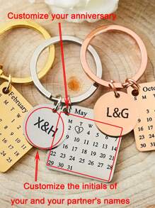 1PC Custom Calendar Keychain For Men, Engraved Calendar Keychain, Special Date Calendar Keychain, Personalized Keychain For Couple, Anniversary Gift For Husband, Engraved, Stainless, Colorful, Cute, Adorable, Funny, Kawaii, Y2K, Stylish, Unisex, Casual, Custom, Personalized, Unique, Customized, Ideal Gifts For Him, Ideal Gifts For Her, Her, Family, For Anniversaries, For Valentine's Day, For Mother's Day, For Birthdays, For Children's Day, For Father's Day, For Graduation, For Weddings, For Housewarming - Style 1 - View 8