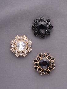 4 peças/pacote Botões de Metal Flor Oco de Luxo com Strass, Multi-cor, Multi-tamanho, DIY para Casaco, Camisa, Cardigã, Vestido, Jaqueta, Moda Vestuário e Acessórios Decoração