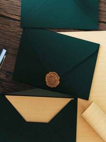 Bộ 32 chiếc, Bộ phong bì & văn phòng phẩm màu xanh đậm cảm ứng, bao gồm 6 phong bì, 6 con dấu sáp và 20 tờ giấy, dành cho các bữa tiệc thời trang, sinh nhật và thiệp mời - Nhiều màu - Xem 7