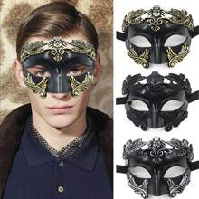 1 Peça Máscara Masculina de Baile de Máscaras, Máscara de Rosto Metade de Guerreiro Antigo Romano Grego, Baile de Máscaras de Halloween Veneziano, Carnaval, Festa de Mardi Gras, Casamento, Festa Temática de Fantasia - Multicolorido - Visão 1