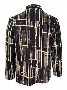 Nueva camisa de manga larga impresa holgada, de moda y adelgazante - Negro - Ver 3