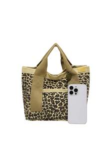 新品高端女士帆布手提包，午餐袋，休閒手提包 - 棕色 - 查看 8