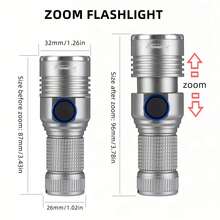 Alonefire 10W Led Zoom Palm Small Mini Flashlight High Bright USB Rechargeable Portable Outdoor Hiking Home Work Pocket Llighting Light - Silver - View 8