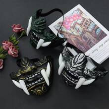 1入組乳膠紅色般若面具，適用於Cosplay或Noh表演的日式般若惡魔面具，適用於DIY節日派對服裝 - 彩色 - 查看 6