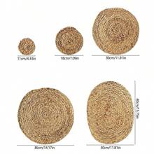 1pc/6pcs Round Handmade Woven Placemat, Natural Water Gourd Weave Placemat, Rustic Style Farmhouse Table Mat, Home Decor, Wedding Party Supplies, Room Decoration