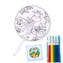 A Set Of Handmade Graffiti Fans Plus Random Watercolor Pens Creative DIY Painting Small Fans Cartoon Blank Round Fan Educational Toys Suitable For Entertainment Gifts - Multicolor - View 12