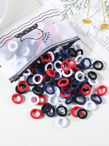 100pcs Girls' Simple Colorful 0.8 Inch Diameter Finger Sized Hair Ties, Cute Seamless Ponytail Holders For Daily Use