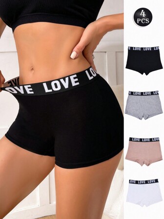 4st/Set Bokstavstryck boxershorts för sport och fritid