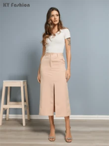 Women Skirts - 米色 - 查看 4