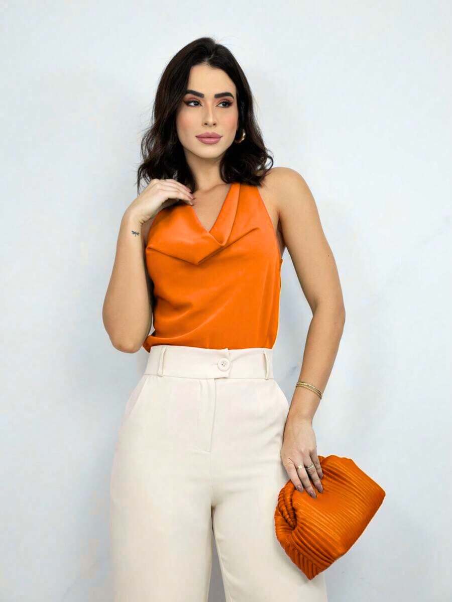 Women Blouses - 橘色 - 查看 1