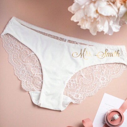 Personalized Gift, Bride's Panties, Customized Trim, Bridal Lingerie, Bachelorette Party Gift, Honeymoon Christmas Gift, Customized Lace Panties, Personalized Lace Lingerie, Customized Printed Lace Panties, Personalized Women's Underwear, Custom Lace Lingerie, Custom Lace Panties With Name, Customized Lace Lingerie Gift, Personalized Lace Thong