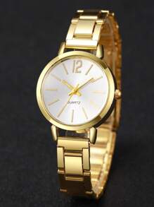 Women's Stainless Steel Fashionable Minimalist Numerical Scale Small Dial Quartz Watch Combo (2pcs/Set) As A Gift For Students Returning To School - Multicolor - View 9