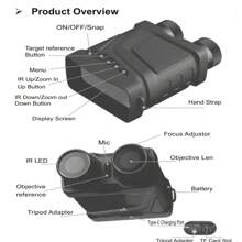 Night Vision Device, Digital Night Vision Binoculars Infrared Night Vision Binoculars With 5X Digital Zoom 3 In LCD Screen FHD Image For Hunting, Camping, Travel, Surveillance - Black - View 2
