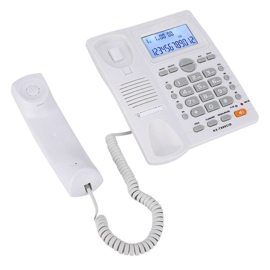 Teléfono Fijo Alambrico Con Pantalla Altavoz Llamadas - Blanco - Ver 1