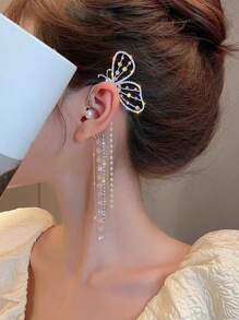 1pc Rhinestone Butterfly Decor Ear Wrap
