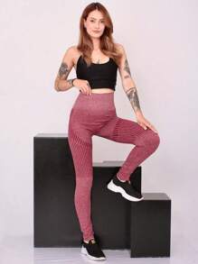 Women Sports Leggings - Màu Đỏ Sâu - Xem 3