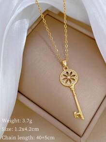 1pc Stainless Steel Sun Flower Pendant Necklace For Women, Luxury Sparkling Rhinestones Elegant Clavicle Chain, Jewelry, Not Including Gift Box Valentines