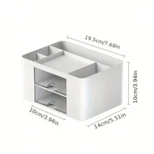 1pc Desk Storage Box, With 2/4 Drawers, Desktop Pen Card Package Storage Box, Suitable For Desks, Cosmetic Storage Boxes, Office Supplies Desktop Accessories, Suitable For Offices, Families, Schools.