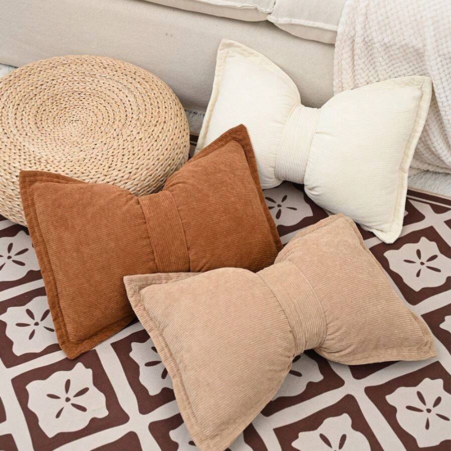 1 Vỏ gối nơ sọc (Không có ruột gối), Vỏ gối có thể tháo rời không đối xứng hai dải dễ thương thích hợp để trang trí ghế sofa phòng khách - Nhiều màu - Xem 1