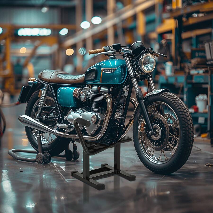 Durhand Caballete de Moto de Acero para Motos max 150kg, Caballete de Moto con Superficie de Goma y Manivela, 48x34x43 cm - Negro - Ver 1