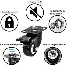 4 Piezas Rueda Giratoria, Ruedas Giratorias, Ruedas para Muebles,Ruedas Resistentes de 2 Pulgadas Ruedas de Rodamiento con Cerradura, para Muebles de y Oficina, Transporte de Carretillas - Negro - Ver 4