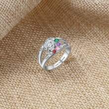 Customized Personalized Birthday Stone Inlaid Engraveable Ring With Multiple Names, Ideal For Mother's Day, Valentine's Day, Anniversary, Birthday, Christmas, Graduation, Family Occasions. High-End Gift For Friends, Classmates And Relatives. - 4 Birthstones - View 3