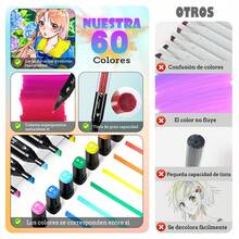 60 Colores marcadores, plumones doble punta,Colorido marcadores punta pincel de secado rápido y sin decoloración, fácil de transportar, para principiantes, Profesionales, Diseñadores, Artistas para dibujar, Garabatear,Adecuado para dibujar, pintar, escribir a mano o colorear(Con bolsa de tela) - Multicolor - Ver 3