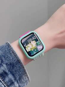 2pcs/Set Adjustable Breathable Woven Watch Band & Soft Hollow Silicone Protective Watch Case, Compatible With Apple Watch 38/40/41/42/44/45/46/49mm, Compatible With Apple Watch Series Ultra/SE/11/10/9/8/7/6/5/4/3/2/1, Smartwatch Accessories - Multicolor (no Watch) - View 3