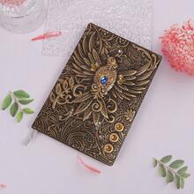 Sổ tay da cổ điển 3D châu Âu, Nhật ký tạp chí kinh doanh & sinh viên với nhiều thiết kế nổi, một cuốn sổ - đồng - Xem 1