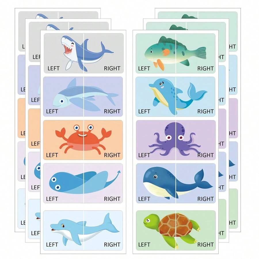 60Pcs Shoe Labels Cute Right Left Sole Animal Boys Girls Shoes Stickers For Birthday Party Gift Early Learning Decals - Multicolor - View 1