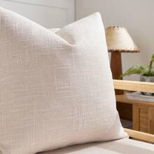 1 件米色纹理装饰枕套（不含枕芯），现代农舍亚麻外观凸起纹理靠垫套，适用于卧室、餐厅、床、沙发、汽车、装饰、所有季节 - 米色 - 查看 5