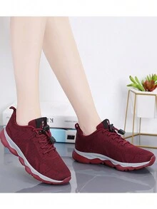 新款女士休閒運動鞋，透氣網布面料，防滑耐磨，舒適耐穿，多功能，極簡個性化鞋款 - 紅色 - 查看 3