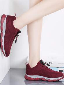 新款女士休閒運動鞋，透氣網布面料，防滑耐磨，舒適耐穿，多功能，極簡個性化鞋款 - 紅色 - 查看 1