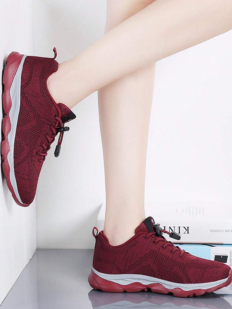 新款女士休閒運動鞋，透氣網布面料，防滑耐磨，舒適耐穿，多功能，極簡個性化鞋款 - 紅色 - 查看 1