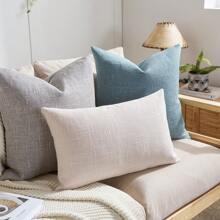 1pc (Pillow Insert Not Included) Multi-Color Textured Throw Pillow Cover, Modern Farmhouse Faux Linen Texture Cushion Cover, Suitable For Bedroom, Dining Room, Bed, Sofa, Car, Decorative Pillow Case, All Season - Grey - View 7