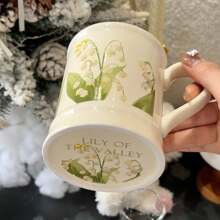 1 Peça Caneca Cerâmica Floral Francesa Retrô de 350ml, Copo de Água de Grande Capacidade, Caneca de Café, Presente de Aniversário Único de Volta às Aulas
