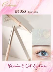 COLORROSE Lápiz delineador de ojos de crema de vitamina E, lápiz delineador de ojos de gel de 1,5 mm, con punta de estaño, fácil de usar, color suave e intenso, nutritivo para la piel, resistente al agua y al sudor, 60 mg - 1053 color carne - Ver 6