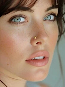 ESBERRY Single Twelve Constellation Nose Stud Ladies 925 Sterling Silver Exquisite Ladies Jewelry Gift - Yellow Gold - View 2