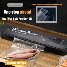 Vacuum Sealer Machine, Dry/Wet/Soft/Oil/Powder Universal, 5 in 1 Household Automatic Vacuum Preservation, One-Touch Automatic Food Sealer - Negro - Ver 2