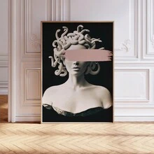 HALFLEMART 1pc Abstract Canvas Paintings, Greek Mythology Medusa Sculpture Painting On Canvas Wall Art, Artwork Wall Painting For Bathroom Bedroom Office Living Room Home Wall Decor, No Frame - Multicolor - View 8