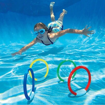 Swimming Pool Toys Summer Diving Toys Underwater Diving Play Grass Toys Swimming Breath Holding Exercise Tools, Swimming Pool Diving Ring Toys Summer Diving Pool Sinking Ring Set(3+)