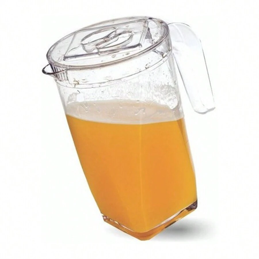 Jarra com Tampa Acrilica 1,2 Litros Transparente Agua Suco Bares e Restaurantes Pequena