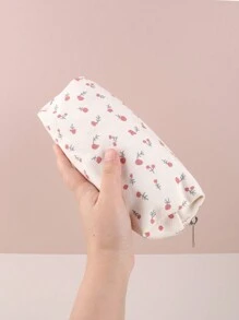 1个简约花卉图案铅笔盒，精致花卉铅笔袋，大容量个性化铅笔盒，返校必备，送给朋友的返校礼物，返校季，学习用品，铅笔袋，背包 - 彩色 - 查看 4