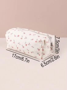 1个简约花卉图案铅笔盒，精致花卉铅笔袋，大容量个性化铅笔盒，返校必备，送给朋友的返校礼物，返校季，学习用品，铅笔袋，背包 - 彩色 - 查看 2