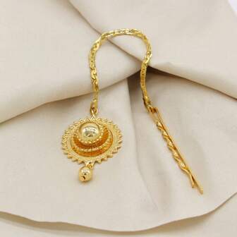 1入組女性夏季新款銅鍍金頭鍊，帶平滑吊墜+10cm鍊條，適合日常穿著和節日派對