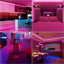 Tira de luz LED de neón flexible para hogar y exterior, 5 metros, cortable, sin fuente de alimentación, ambiente festivo, adecuada para fiestas de cumpleaños, reuniones navideñas, fiestas. - Rosa - Ver 6