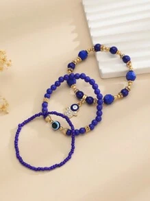 Fashionable Evil Eye Exaggerated Design Anklet Set, Versatile Personality Accessory, Summer