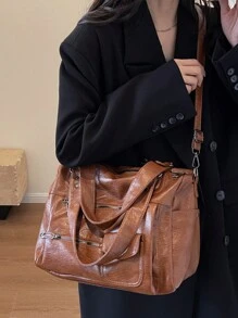 大容量、超热、高端手感包、新款单肩斜挎包、商务旅行行李包、女士时尚、休闲、复古、多功能手提包、简约托特包、中世纪摩托车包、商务休闲女包，非常适合办公室商务和工作、复古风格复古女包、女士托特包