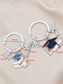 1個不分男女使用的博士帽畢業證書鑰匙扣卷軸吊飾禮物配件，適用於畢業季和學校季，學生紀念品鑰匙圈背包裝飾