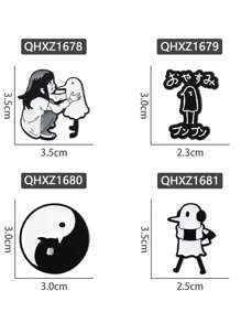 1-4 piezas Broche de esmalte creativo y lindo de niña pequeña con pájaro sin alas, divertido dibujo animado blanco y negro, Yin-Yang, prendedores de pájaro de chismes, accesorios de insignia, decoración de sombrero y mochila, regalos de joyería para amigos, accesorios de vestir diarios, pasador de encanto para ropa, bolsa, escuela, oficina, camisas, chaquetas, Navidad, Halloween